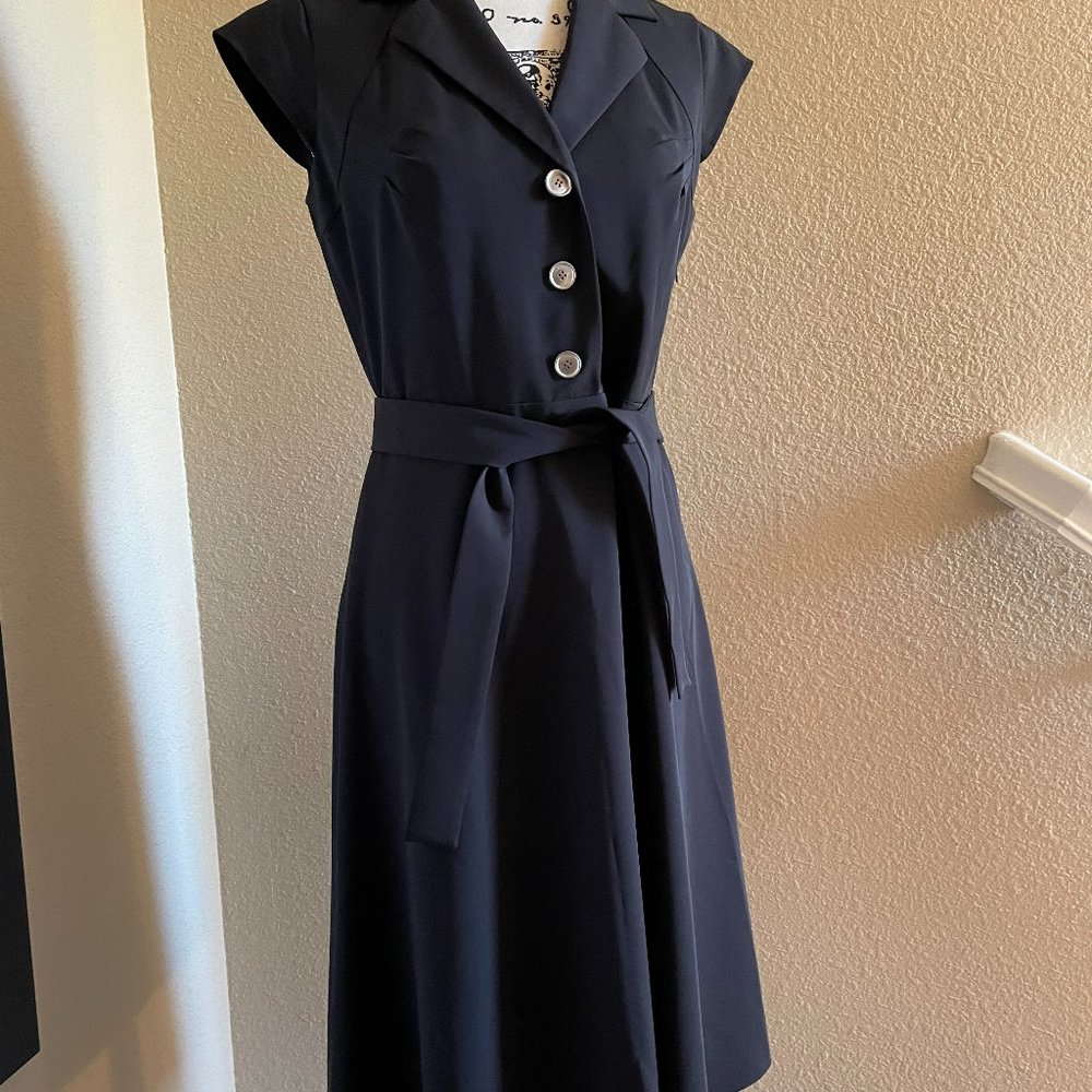 Calvin Klein Belted Little Black Dress